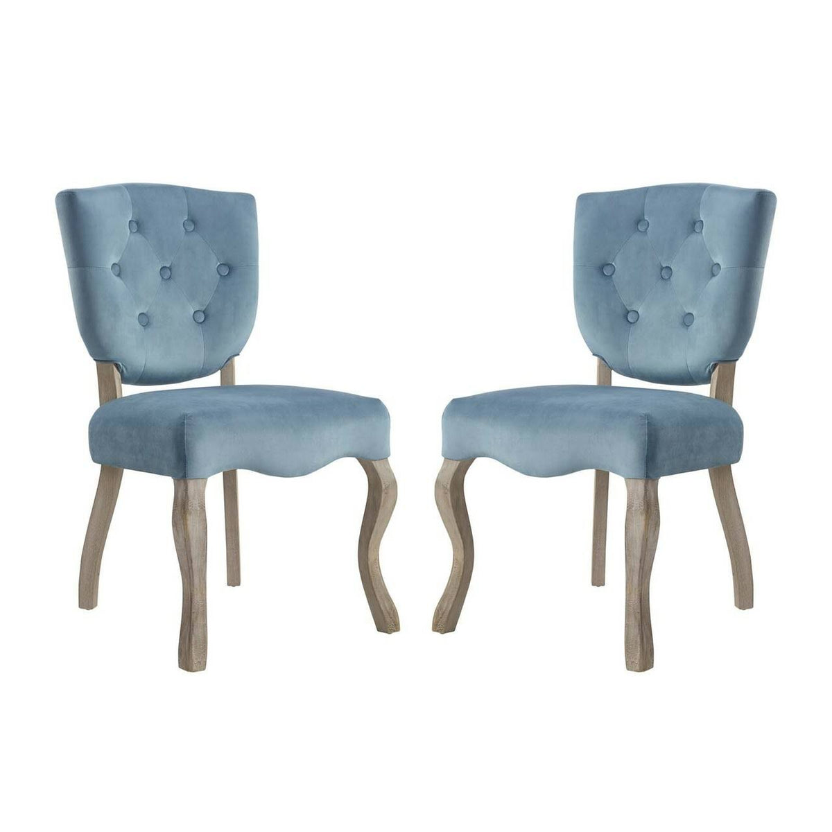 Blue Velvet Wood Side Chair, Set of Two L7938