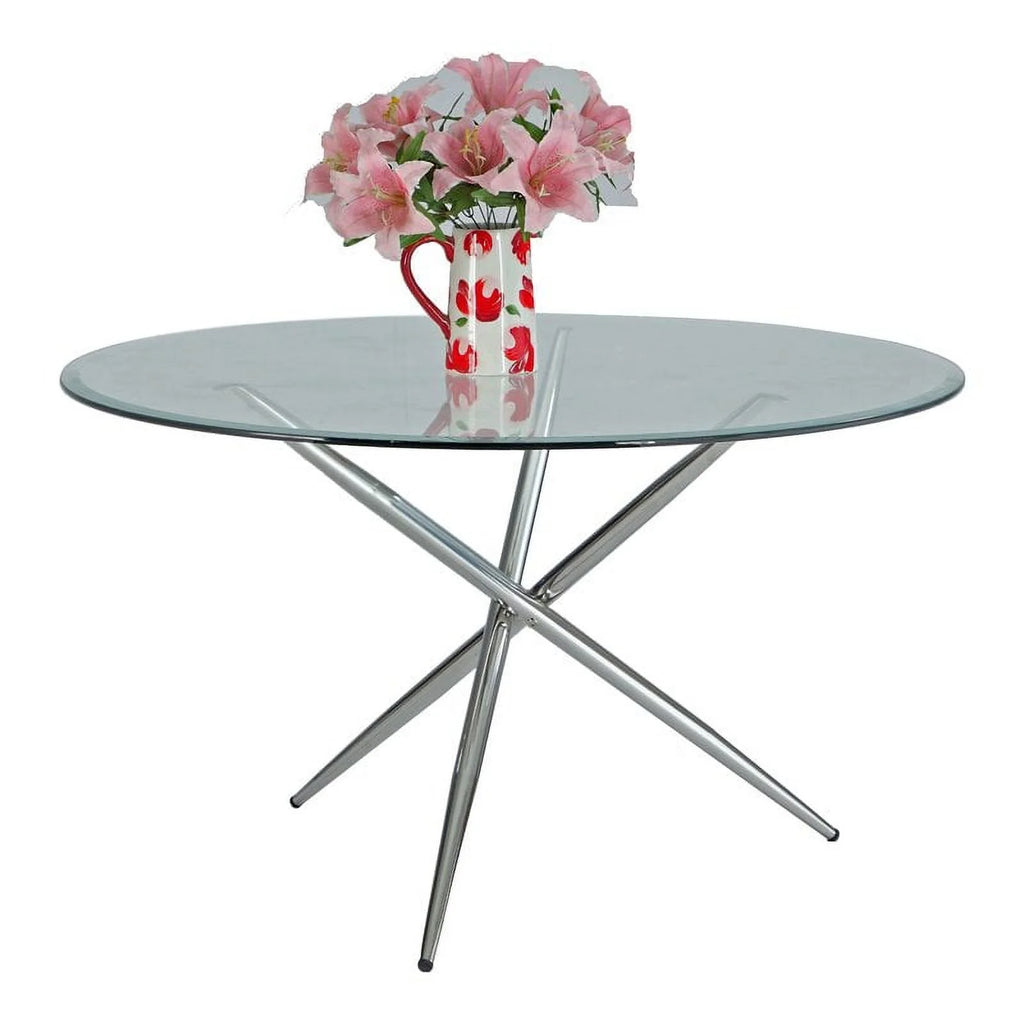Round Steel and Glass Dining Table W1328