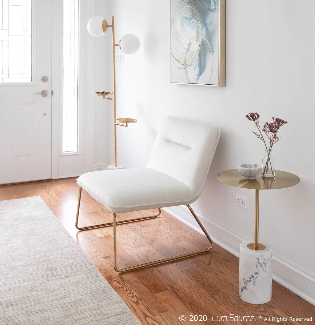 Cream Velvet Accent Chair P9008