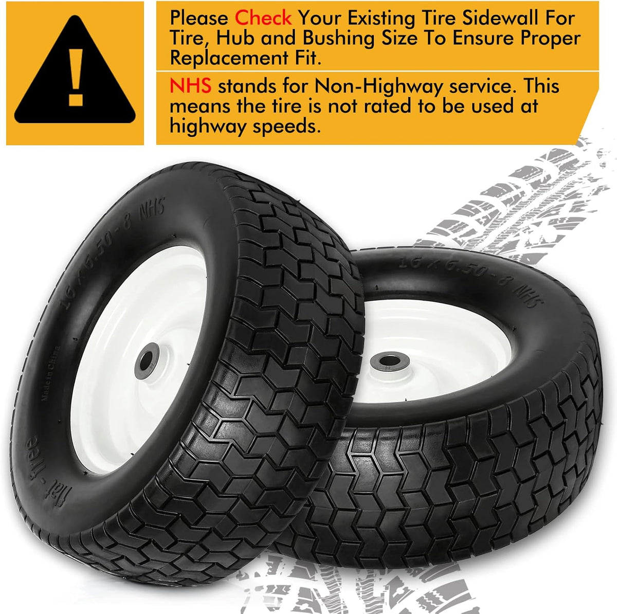 16x6.50-8 Lawn Tires with Rim, Set of 2 M3609