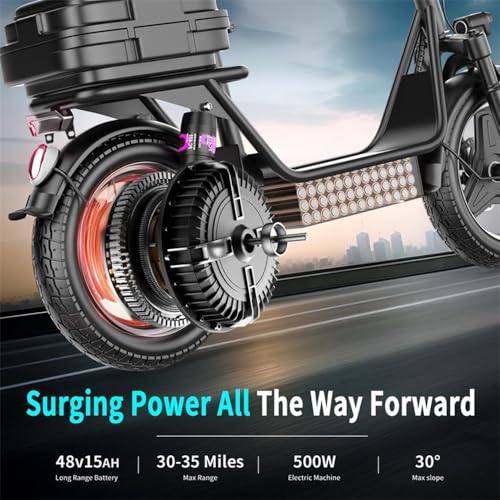 28 MPH 35 Miles Range 14'' Fat Tire Electric Scooter S9389