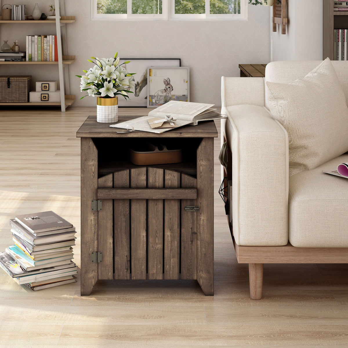 Rustic Oak 20-inch 2-Shelf Side Table Set of 2 P85565