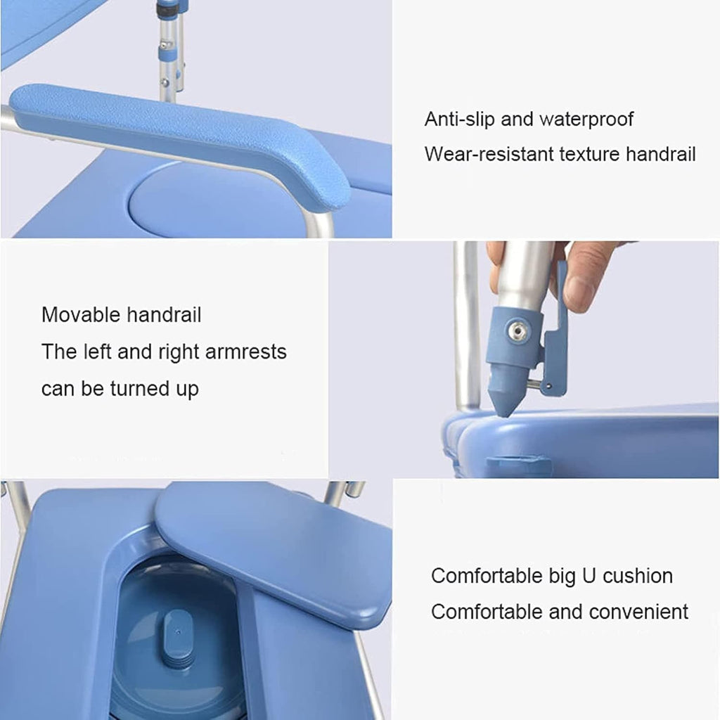 Toilet Chair with Wheeled - Shower Wheelchair - Commode Mobile Chair with Armrest Q13413