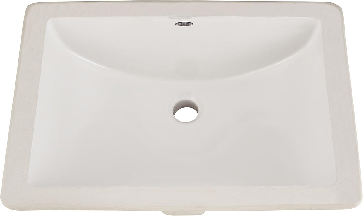 Ceramic Undermount Rectangular Bathroom Sink, 18'' L x 12'' W x 16.43'' H, White B22754