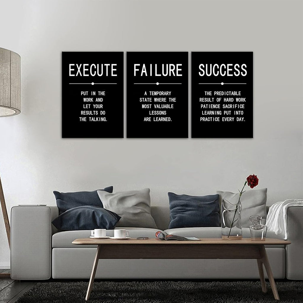 3 Pieces Black Framed Canvas Wall Art V6956
