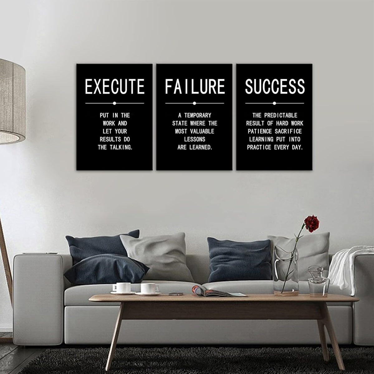 3 Pieces Black Framed Canvas Wall Art V6956
