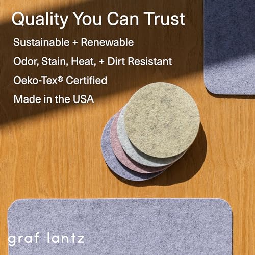 4" x 4" x 5 mm 4 Coaster Set 100% Merino Wool Felt Coasters I773