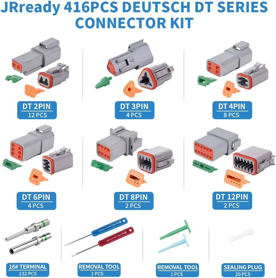 416PCS Waterproof Deutsch Connector Kit with Solid Contacts A4103