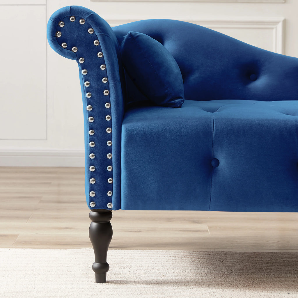 Blue Upholstered Chaise with Accent Pillow M49529