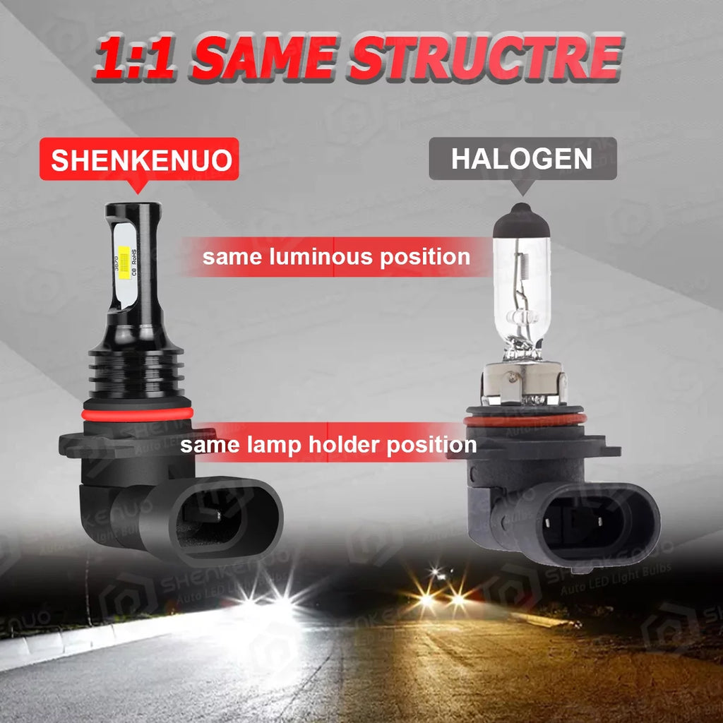 LED Headlight Bulbs 9005 H11 High/Low Beam Fog Light 6000k 6Pcs J876