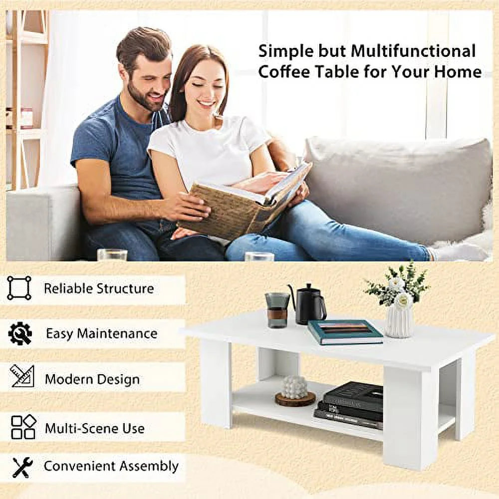 White Coffee Table with Storage X7073