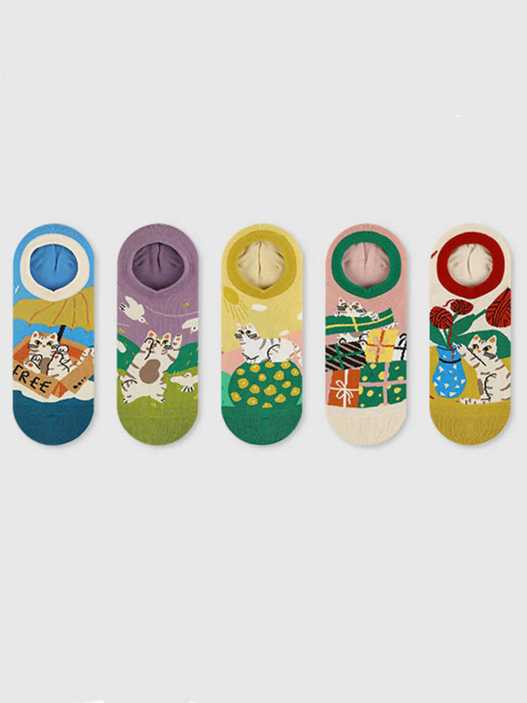 Cartoon Kitty Boat Socks Z273063