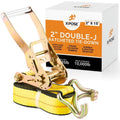 2 Inch x 15 Foot Ratchet Tie Down Straps with Double J Hooks C738536