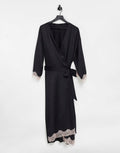Black Satin Maxi Kimono Y459898