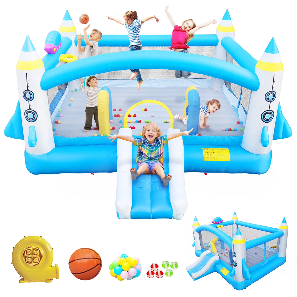Inflatable Bounce House with Blower, 198" x 180" x 96" Tall E503