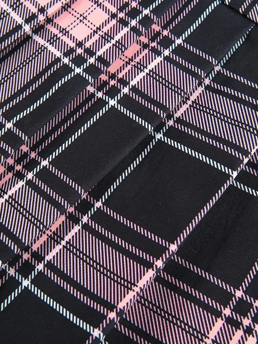 Pink Plaid Lace Skirt C96207