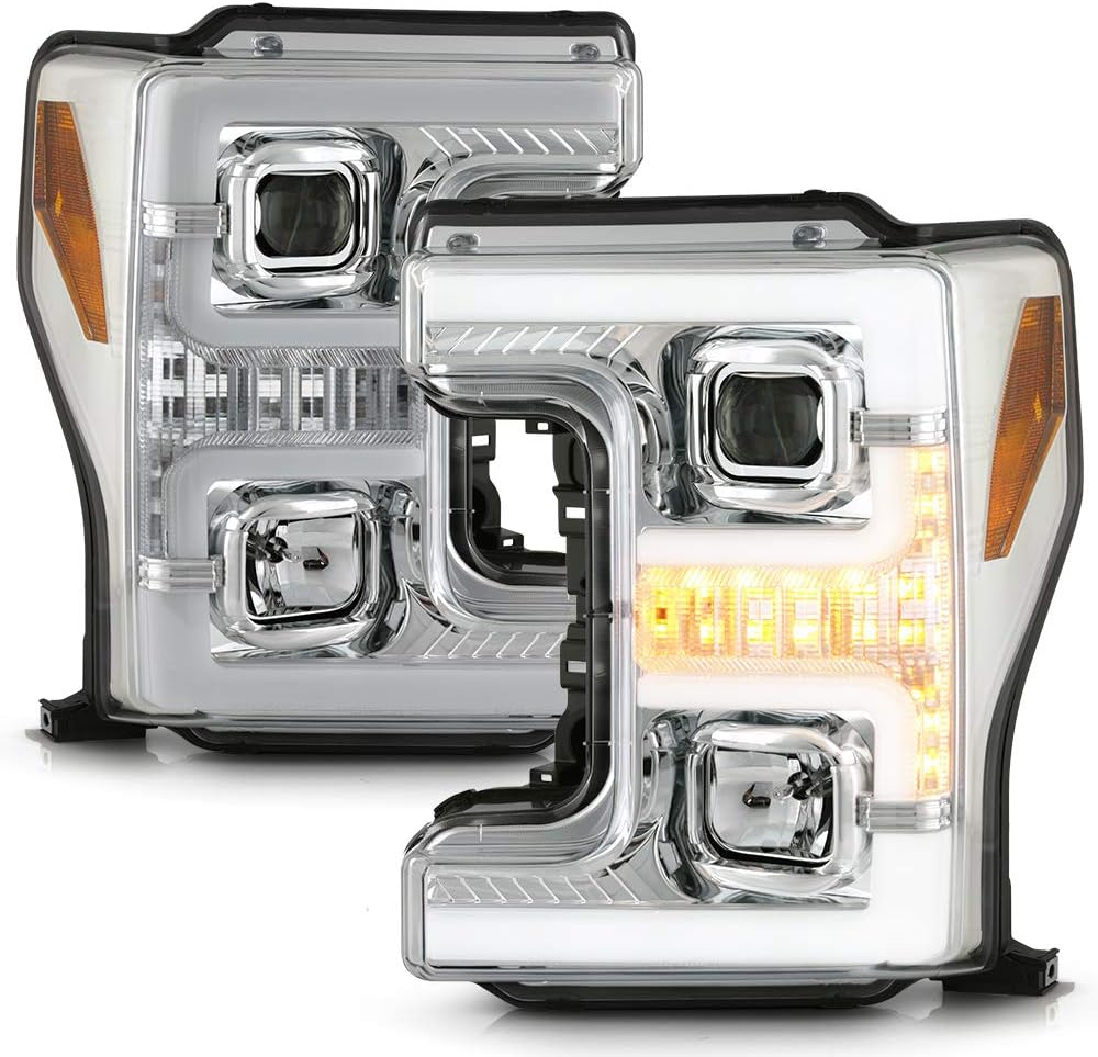 Chrome LED DRL Projector Headlights Set Q822254