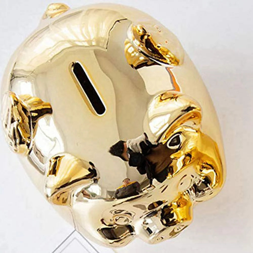 Ceramic Gold Pig Piggy Bank F31821