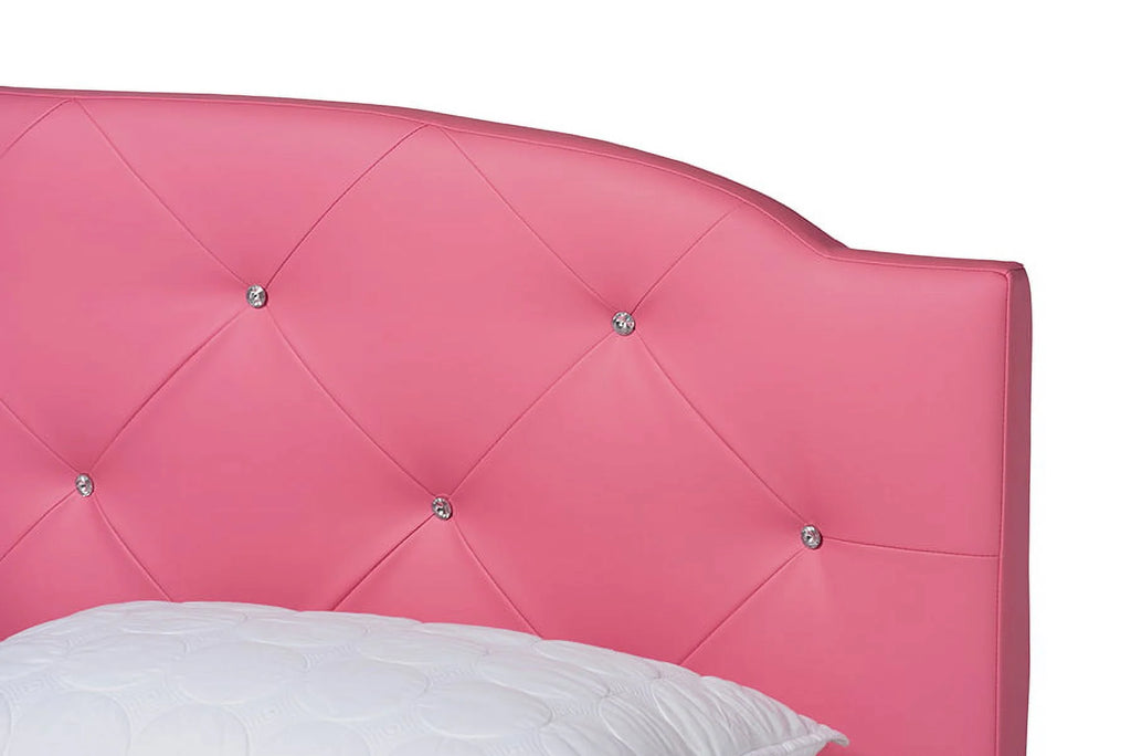 Pink Faux Leather Queen Size 3-Piece Bedroom Set E44865
