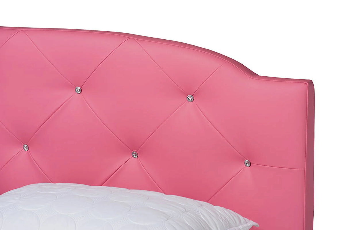 Pink Faux Leather Queen Size 3-Piece Bedroom Set E44865