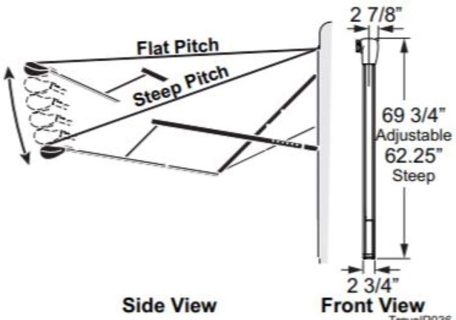 Awning Arm Assembly, 8 feet Length x 8 feet Extension, Black G488