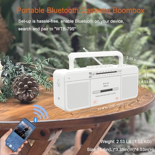 Cassette Player Recorder with Bluetooth, USB, AM/FM Radio Stereo, Portable N8373