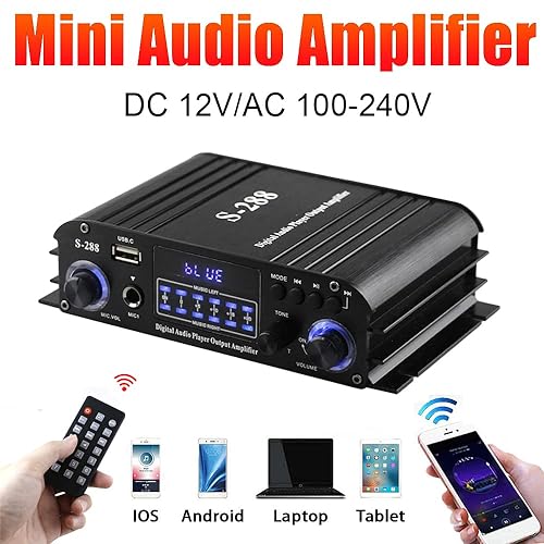 4 Channel Bluetooth 5.0 Stereo Amplifier, 50Wx4 Power Amp, 1200W Max, Class D Home Audio Receiver P522