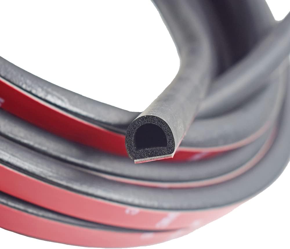 Universal D-Shape EPDM Rubber Door Seal Strip Self Adhesive 20 FT Pack of 2 H8316
