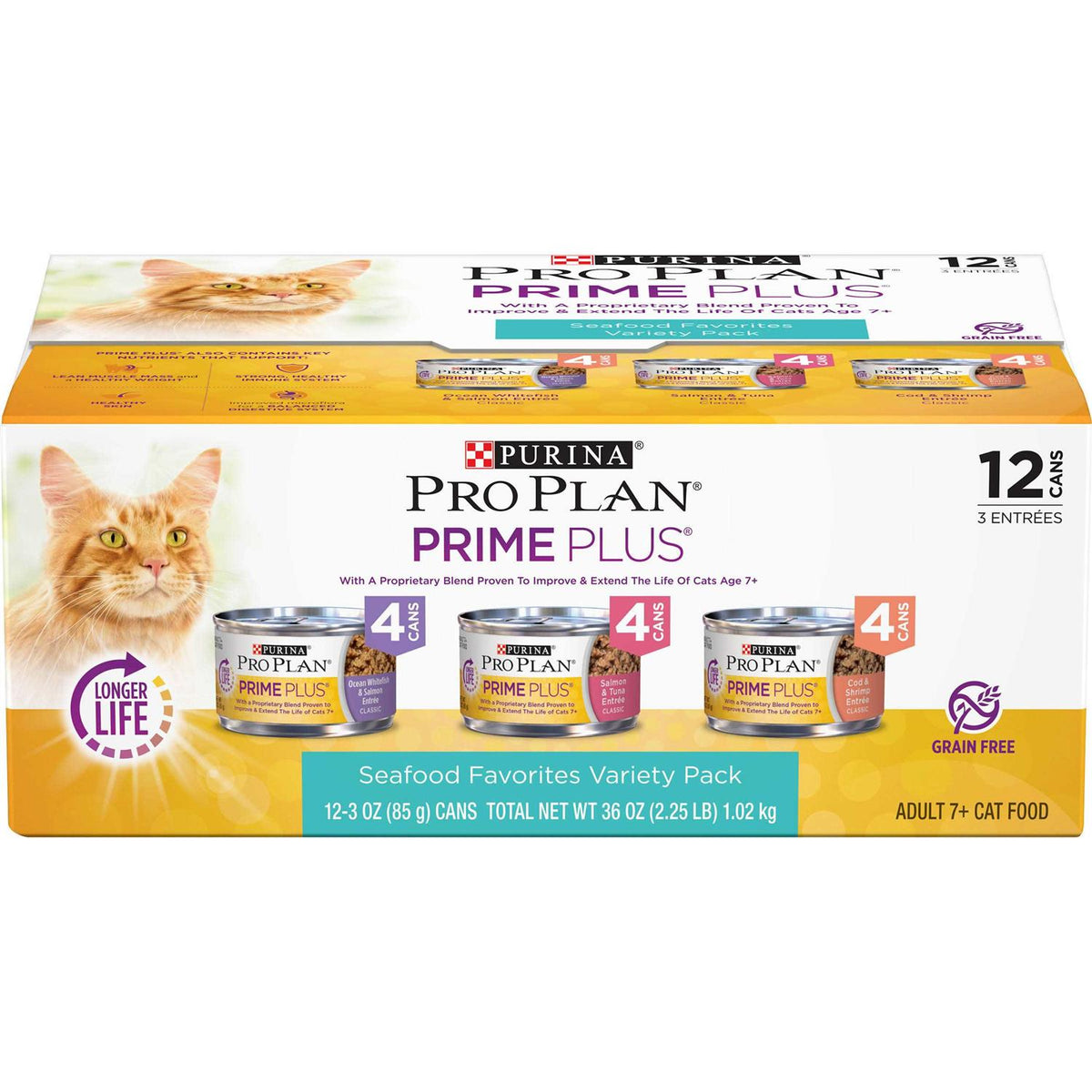 Grain-Free Senior Pate Seafood Favorites Wet Cat Food Variety Pack Y86945