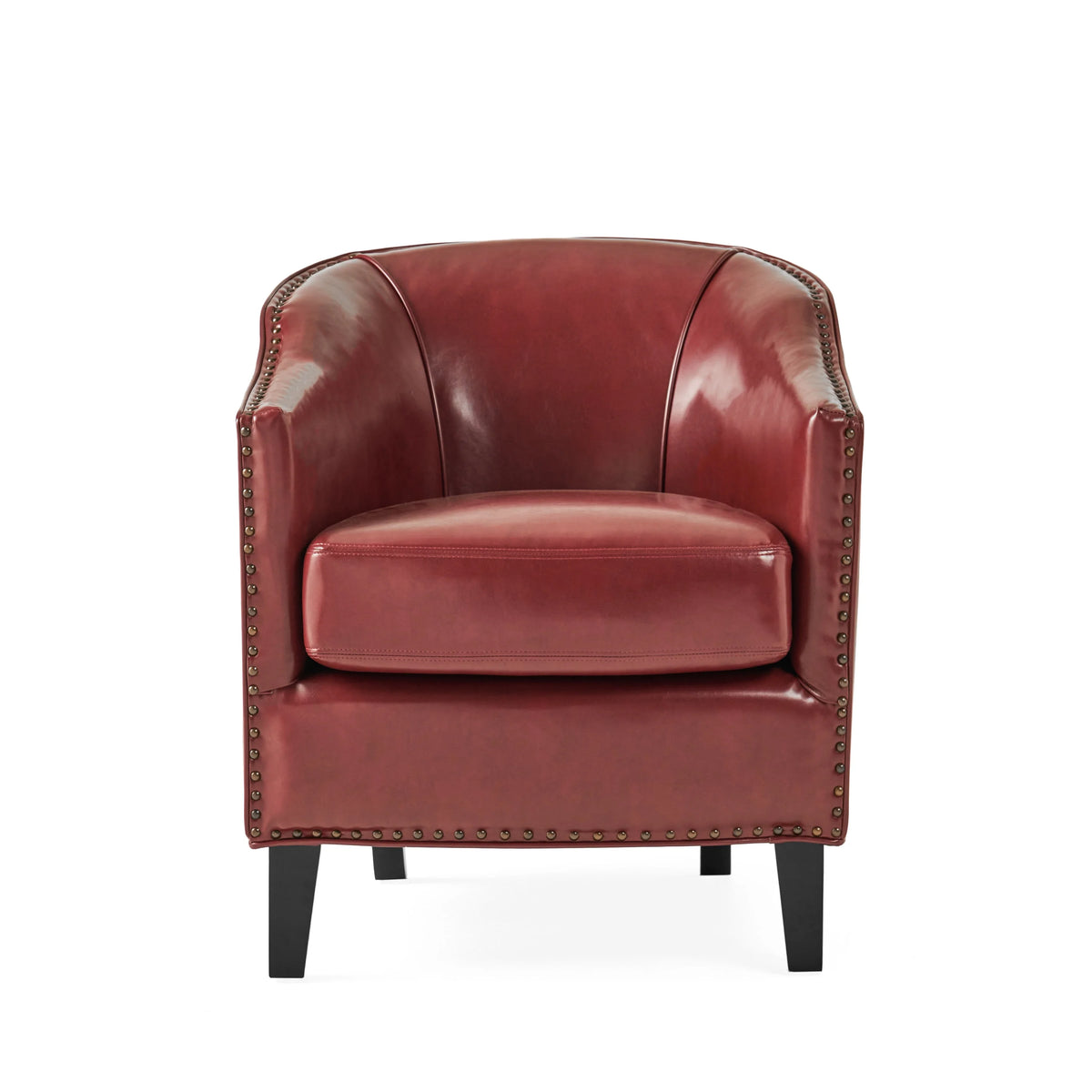 Red Bonded Leather Club Chair N397
