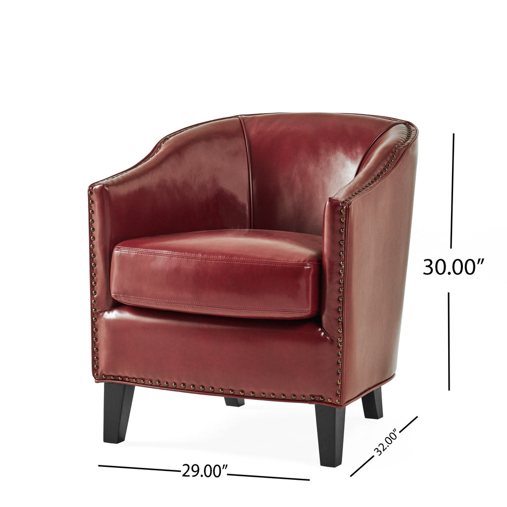 Red Bonded Leather Club Chair N397