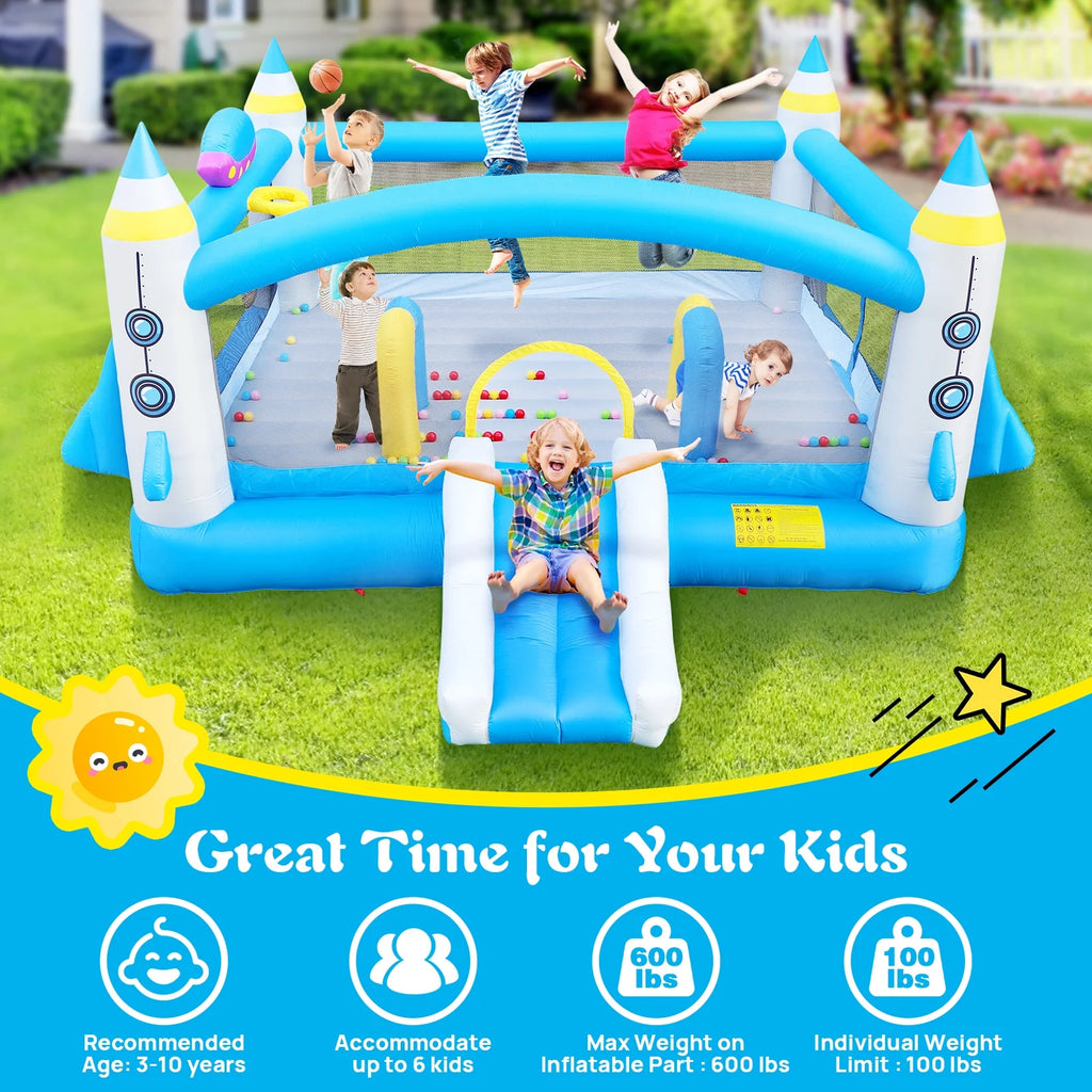 Inflatable Bounce House with Blower, 198" x 180" x 96" Tall E503