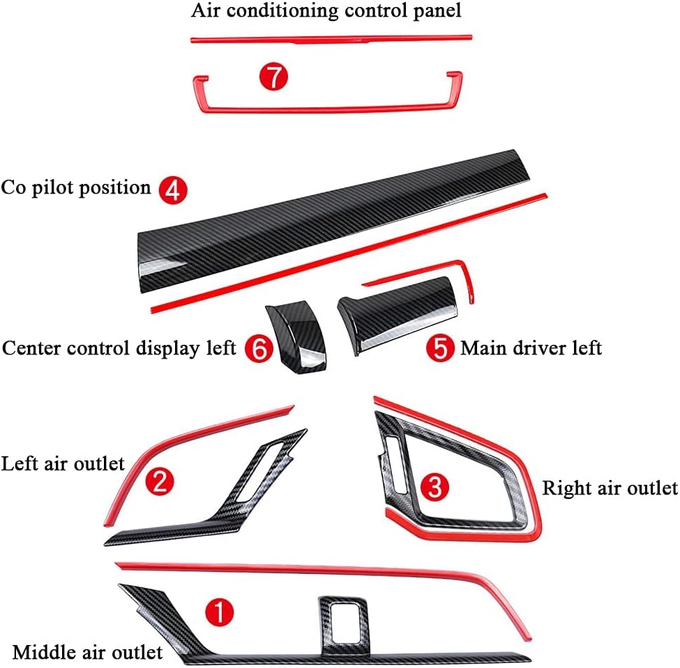 Carbon Fibre ABS Air Conditioning Outlet and Panel Instrument Panel for 10th Gen Honda Civic 2016 2017 2018 2019 2020 2021 N720