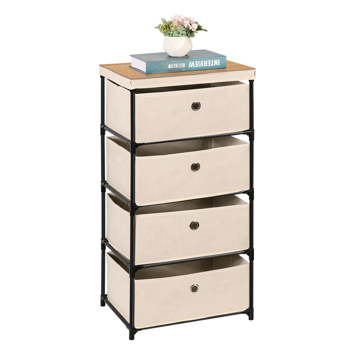 4 Drawer Fabric Storage Nightstand A488995