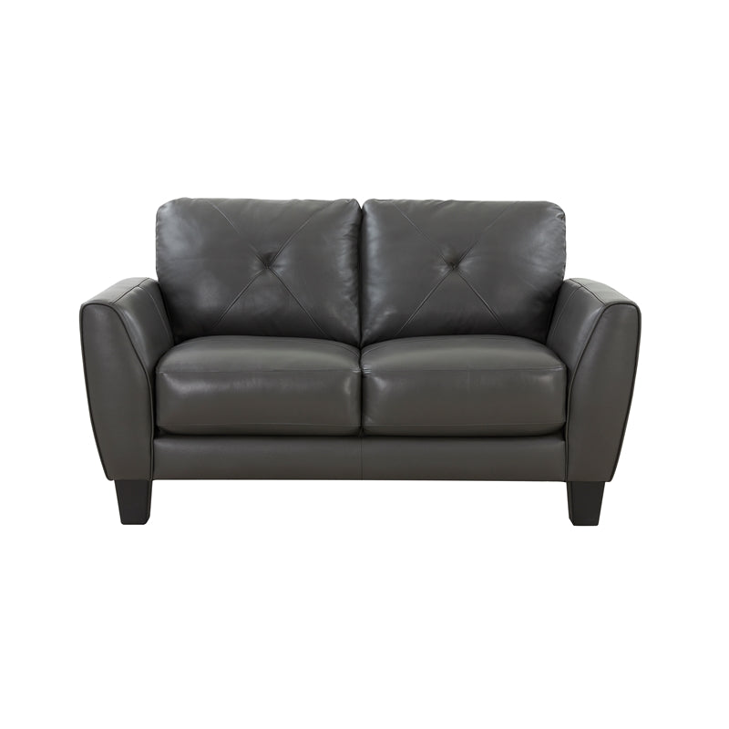 Gray Top Grain Leather Loveseat R263