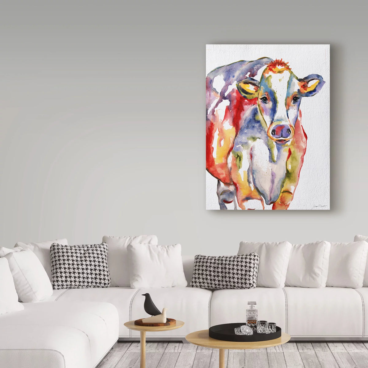 Colorful Cow Canvas Art D770