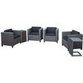 6 Piece Outdoor Wicker Chair and Wood Table Set S236