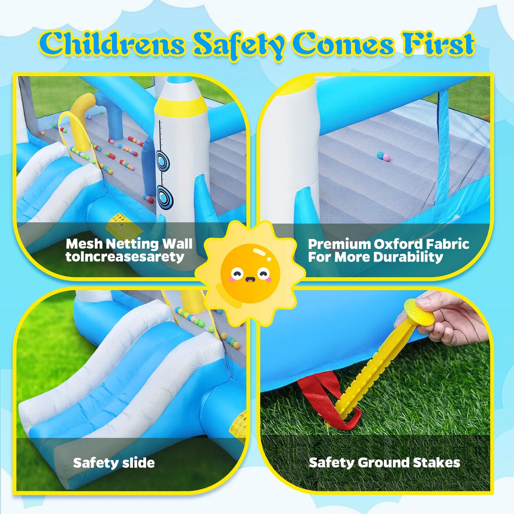 Inflatable Bounce House with Blower, 198" x 180" x 96" Tall E503