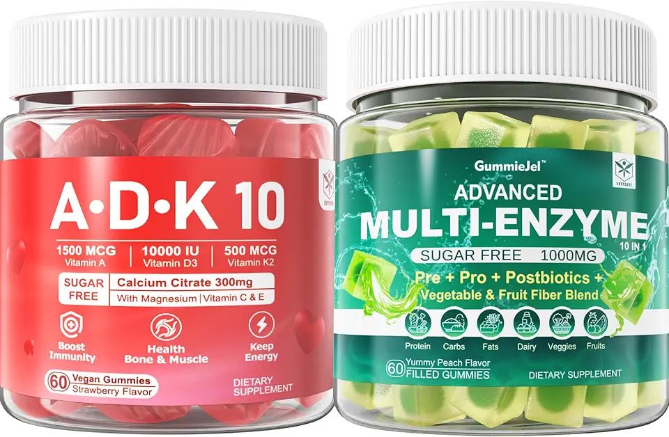 1000mg Chewable Digestive Enzymes Gummies with Probiotic Prebiotic Fiber Vitamin ADK Calcium Magnesium Zinc Q251