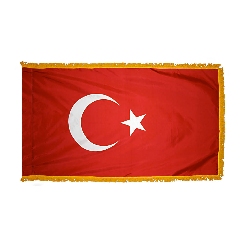 3ft. x 5ft. Turkey Flag with Side Pole Sleeve and Fringe F7593