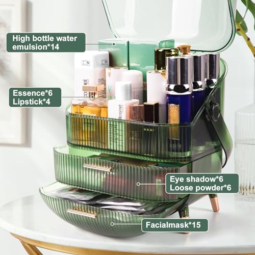 White Makeup Organizer with Lid and Drawers P70060