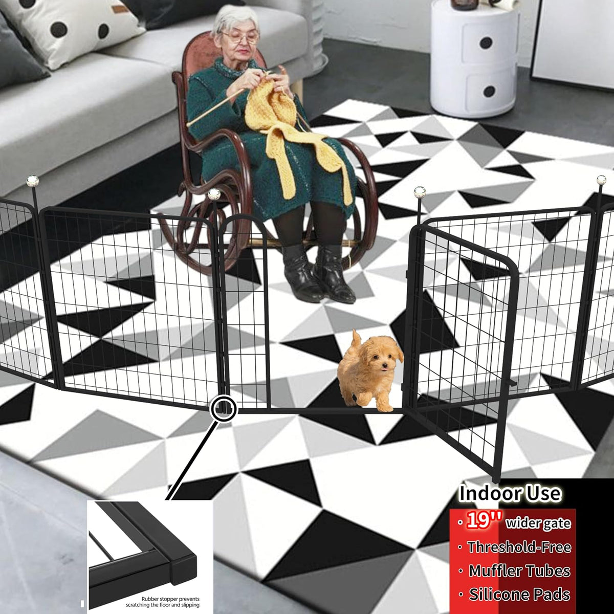 32'' Portable Metal Dog Playpen with 6 Panels X421