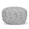 White/Tan Round Pouf Ottoman W996