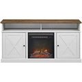 60" Tall Highboy Fireplace TV Stand in Rustic Oak/Brushed White G270945