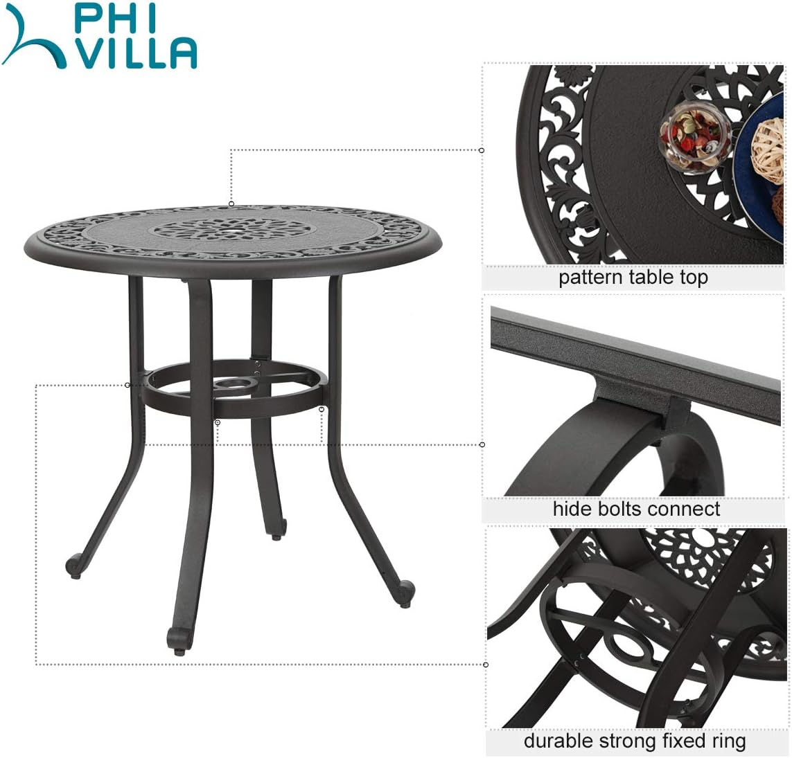 32 in Cast Aluminum Round Bistro Table S329