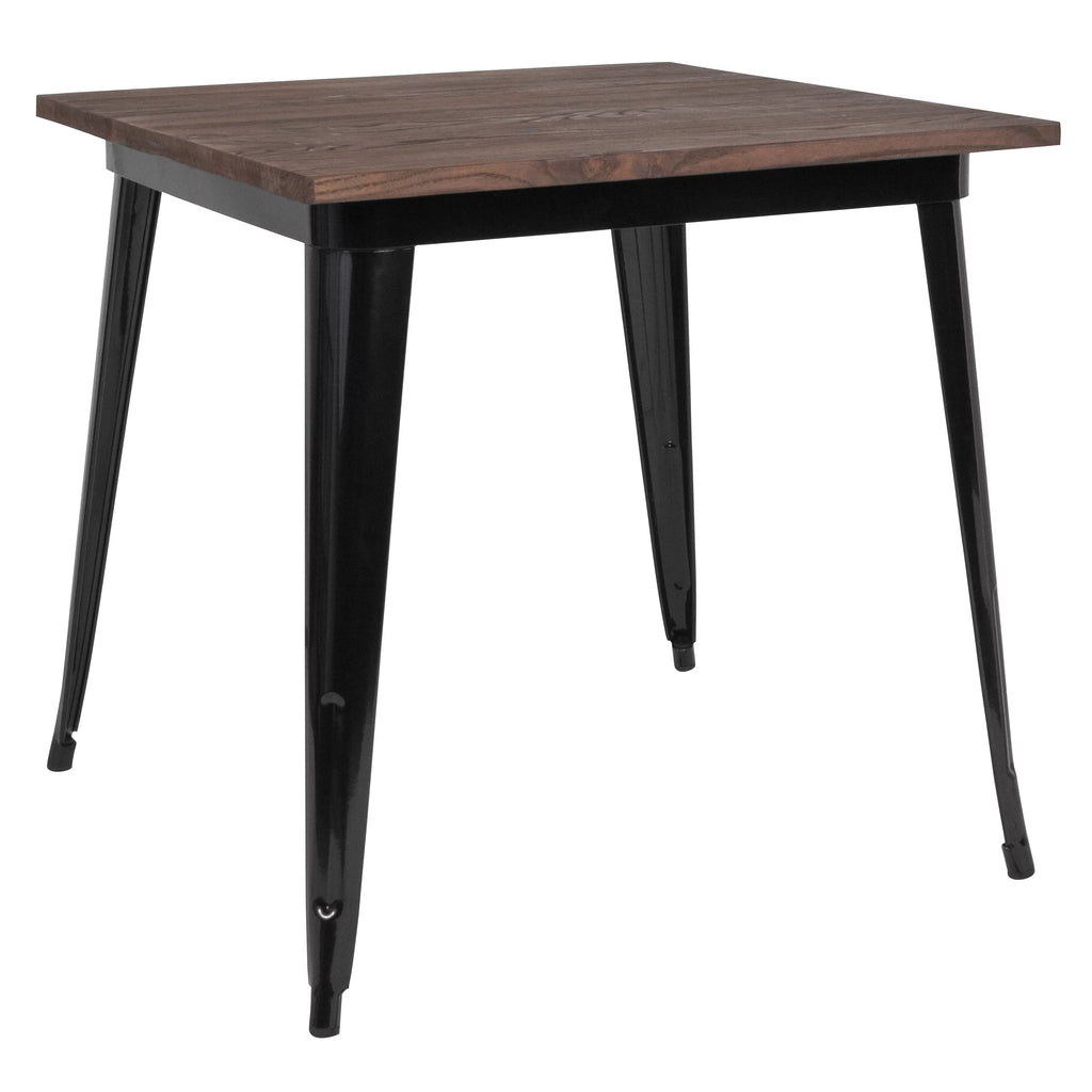 Black Metal Table with Walnut Finished Wood Top B7094