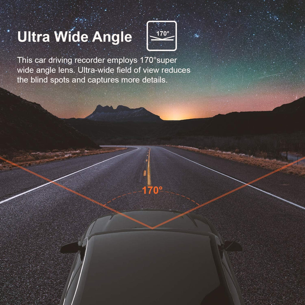 2.4 LCD Screen 170° Wide Angle Dash Cam, Pack of 2 P474958