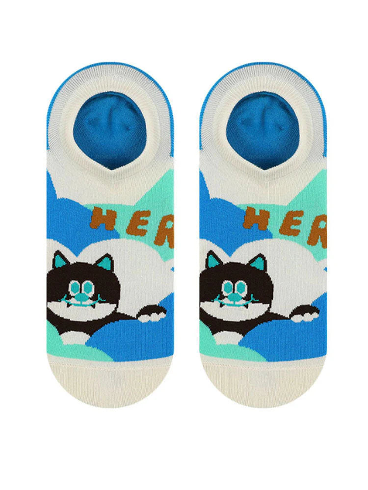Cartoon Kitty Boat Socks Z273063
