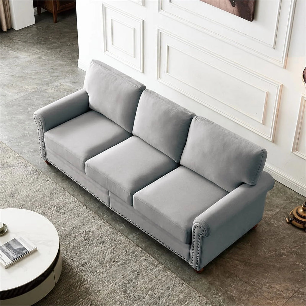 Gray Linen Fabric Storage Sofa D357