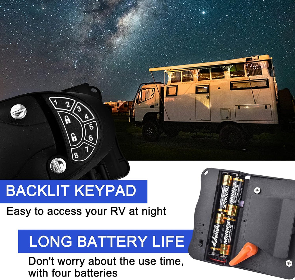 RV Keyless Entry Door Lock with Backlit Keypad and 2 Key Fobs, Pack of 2 Z4577